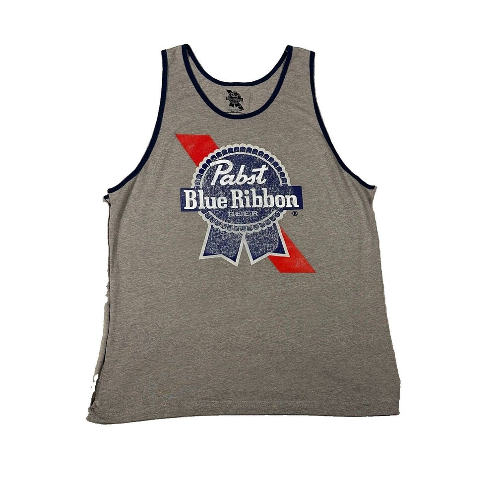 Pabst Blue Ribbon Tank Top Mens Medium PBR Beer Custom Cut Out Side Muscle Shirt